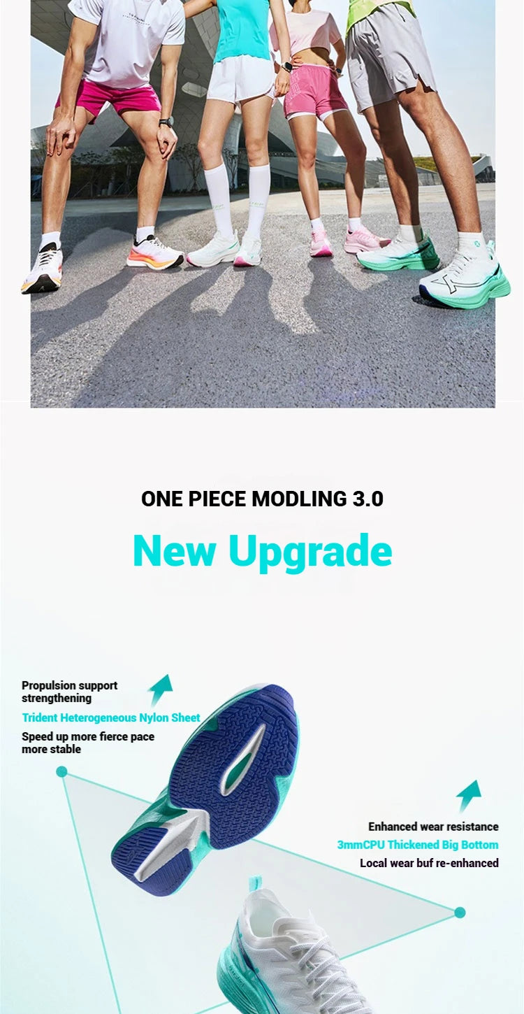 Xtep One Piece Model 3.0 Women Running Shoes 2025 Spring Comfortable Stability Cushion Rebound Racing Soft Sneakers 875218110031