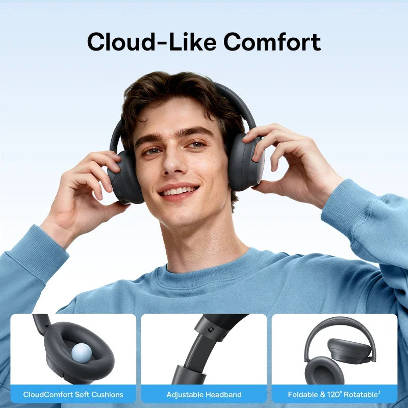 Baseus Bass BH1 NC Lite ANC Wireless Headphones Bluetooth 6.0 Noise Cancelling Headset 80H Battery Over Ear Earphones