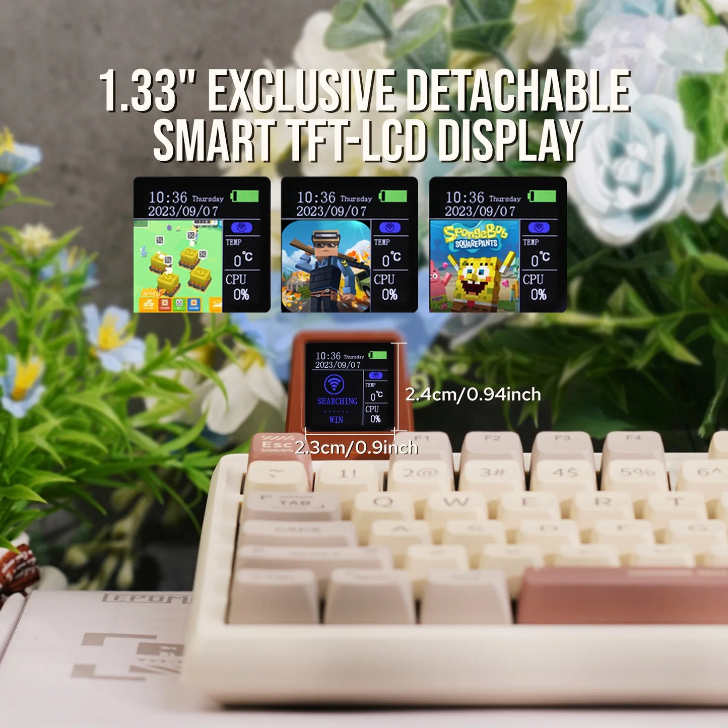 EPOMAKER RT100 95% Gasket-Mounted Wired/Bluetooth/2.4G Wireles Mechanical Keyboard with Multi-media Knob & Mini Display
