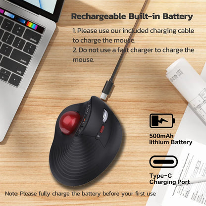 JOMAA Speed Roller trackball-mus trådlös tumstyrd mus tysta klick uppladdningsbar ergonomisk trackball-mus