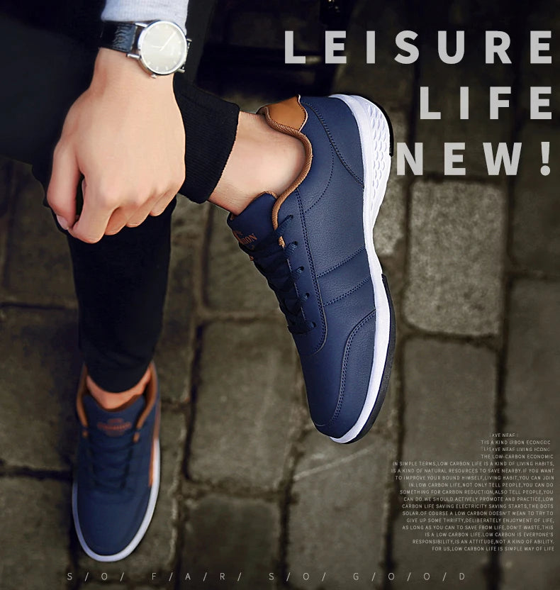 Leather Men Shoes Sneakers Trend Casual Shoe Italian Breathable Leisure Male Sneakers Non-slip Footwear Men Vulcanized Shoes