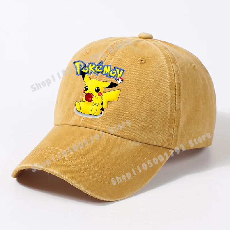 Pokémonové baseballové čepice Pikachu Kawaii Anime postavičky Sluneční klobouky Letní outdoorové sluneční klobouky pro rodiče a děti Módní kšiltovka s kachním jazykem Dárek