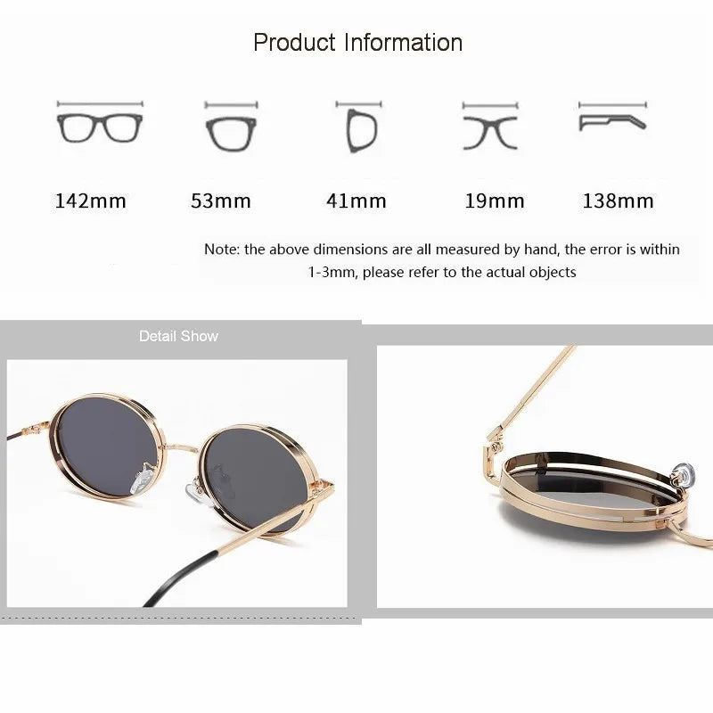 Oval Steampunk Sunglasses For Women Retro Sun Glasses Male Female Brand Designer Metal Frame Eyewear Lentes De Sol Mujer