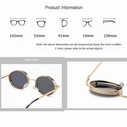 Oval Steampunk Sunglasses For Women Retro Sun Glasses Male Female Brand Designer Metal Frame Eyewear Lentes De Sol Mujer