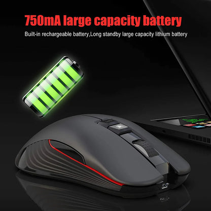 Rechargeable 2.4G USB-C Wireless Gaming Mouse, 3600 DPI Ergonomic Silent Wireless Mouse with 7 Buttons for MacBook, Laptop & PC