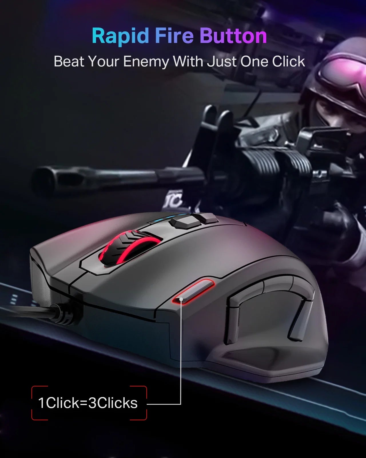 E-YOOSO X-41 Pro USB Wired Gaming Mouse, RGB Programmable Gaming Mouse with 12400 DPI, 11 Programmable Buttons, Ergonomic Optical Mouse for PC & Laptop