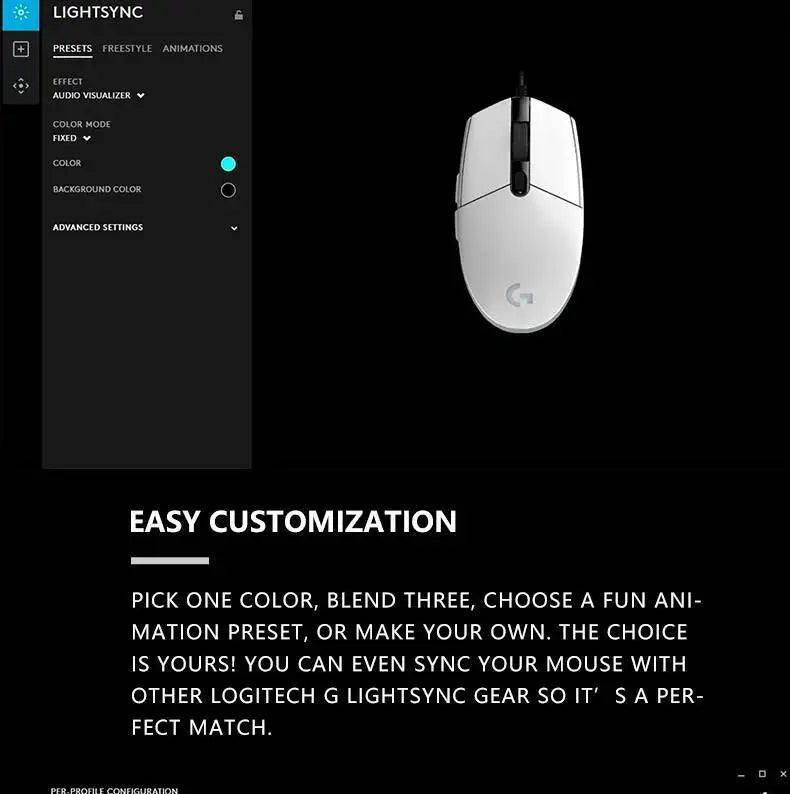 Logitech G203 LIGHTSYNC Wired Gaming Mouse 8000 DPI RGB Sensor, 6 Buttons Mechanical Tensioning USB Mouse for Gaming & Office