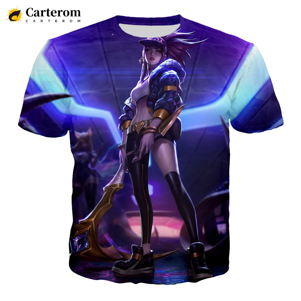Sexy Akali 3D Print T-shirt League Of Legends T Shirt Men Women Fashion Casual Harajuku Style Tshirt Streetwear Cool Tops