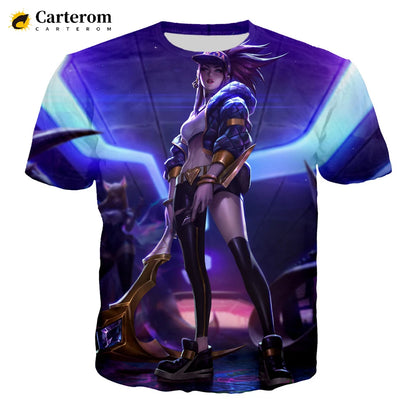Sexy Akali 3D Print T-shirt League Of Legends T Shirt Men Women Fashion Casual Harajuku Style Tshirt Streetwear Cool Tops