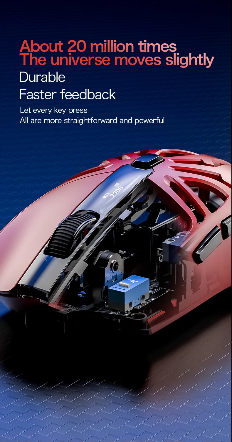 SMAILWOLF M8 Wireless Bluetooth Tri-Mode Gaming Mouse, 12000 DPI Lightweight RGB Gaming Mouse with PAW3311 Sensor, Magnetic Charging Dock