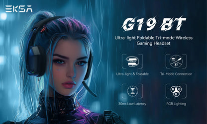 EKSA 2.4GHz Wireless Gaming Headset with Mic – Bluetooth Gaming Headphones for PC, PS5 & Xbox, Ultralight Foldable Over-Ear Headset