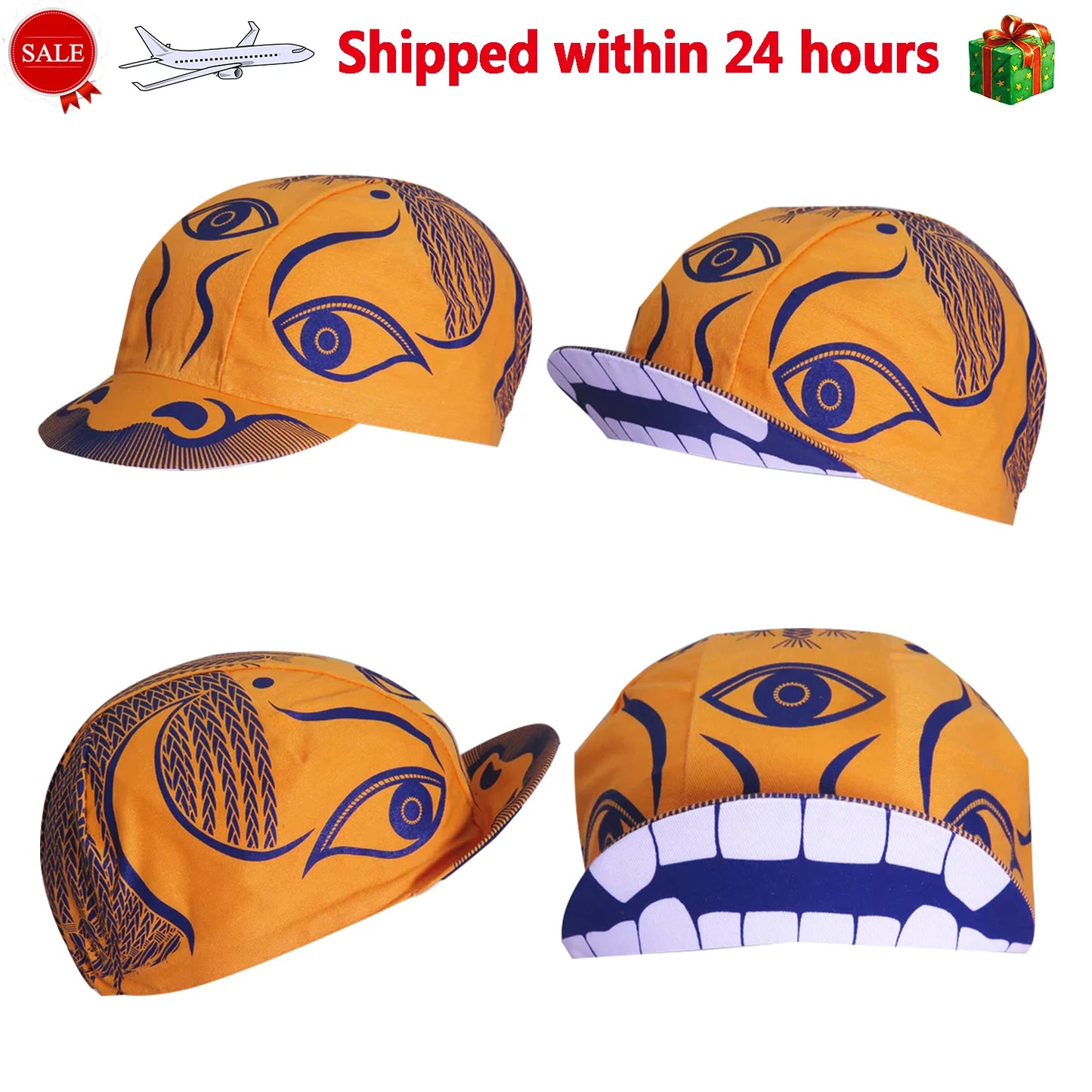 SweetMatt Classic Retro Pizza Dinosaur Bulldog Green White Red  Polyester Bicycle Men's Caps Quick Dry Cycling Sports Balaclava