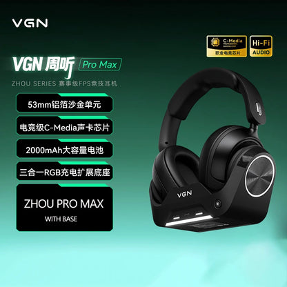 VGN Zhou Series Pro Max Over-Ear Gaming Headset, Delta Game Noise-Canceling, Four-Mode Wireless PC Bluetooth Headset