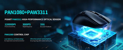 RAWM SL01C Wireless Lightweight Gaming Mouse Tri-Mode Bluetooth PAW3311 RGB Gaming Mouse for PC, Laptop & Office