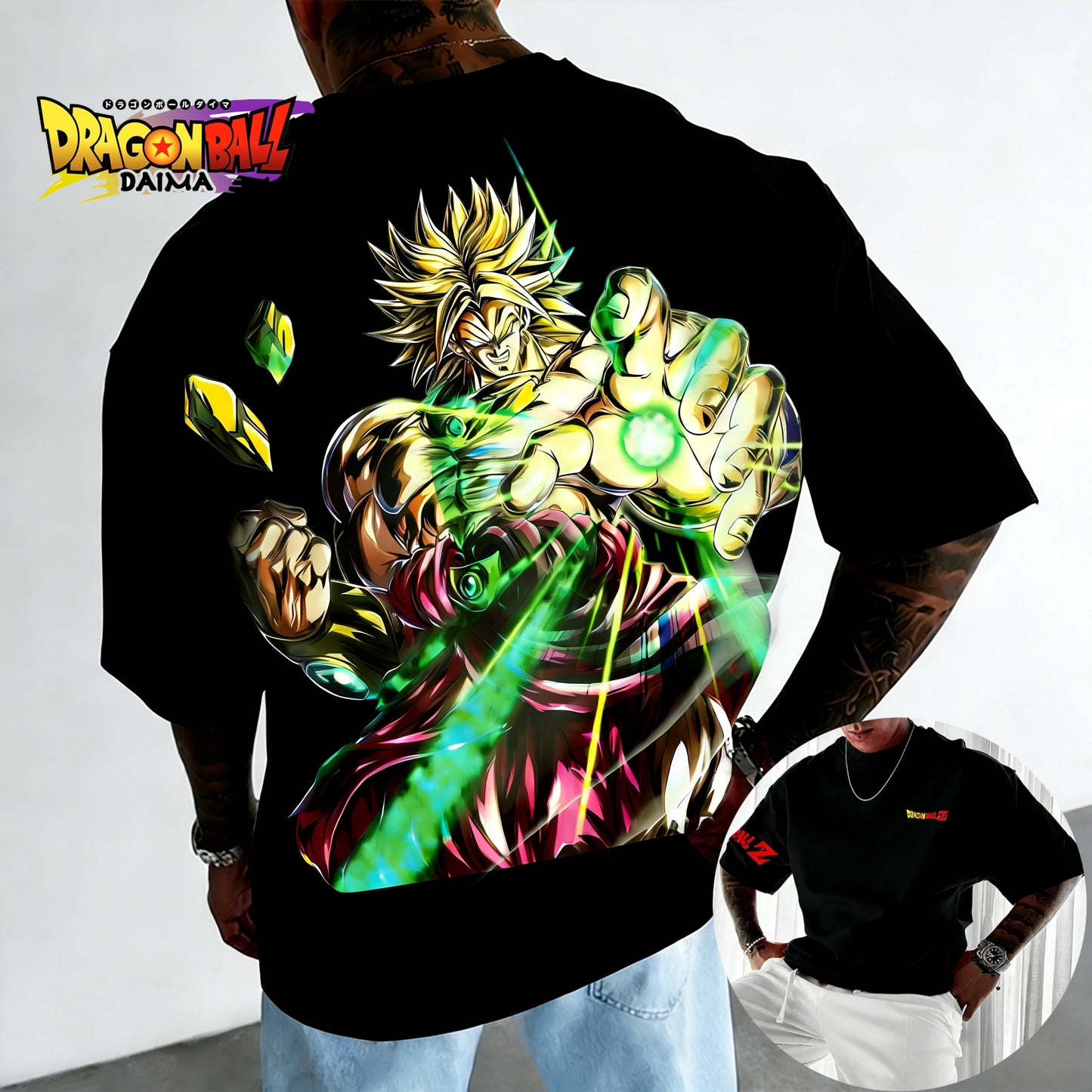 Dragon Ball Legend Super Saiyan Broly T-shirt Men's Short Sleeve Spring and Summer New Men's  Women's Through Top American Style