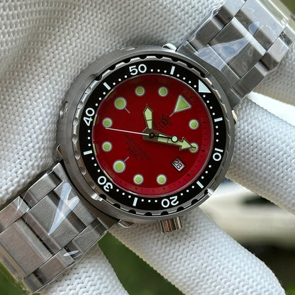 STEELDIVE Popular SD1975 47.5MM Case Red Dial 300M Waterproof AR Sapphire Glass Tuna Dive Mens  NH35 Automatic Watches for You