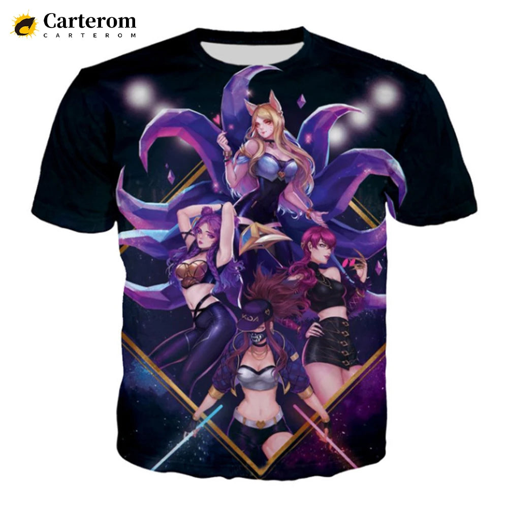 Sexy Akali 3D Print T-shirt League Of Legends T Shirt Men Women Fashion Casual Harajuku Style Tshirt Streetwear Cool Tops