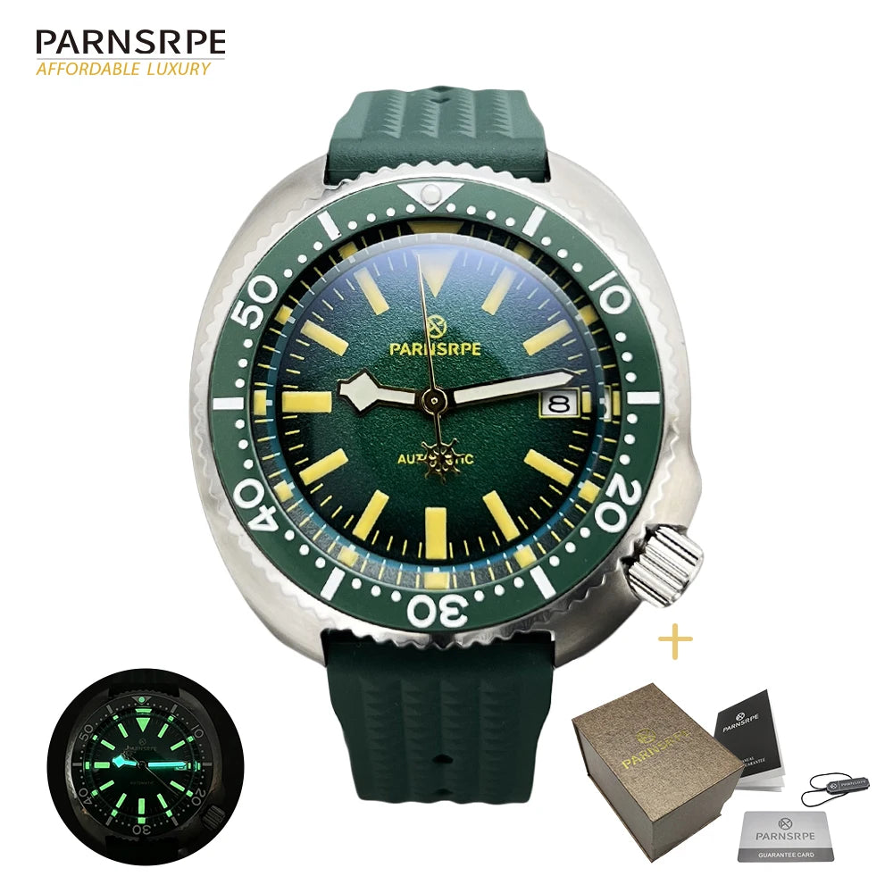 PARNSRPE Diver's Luxury Men's Watch Small Abalone Automatic Mechanical Watch Movement Aseptic Dial Sapphire Glass