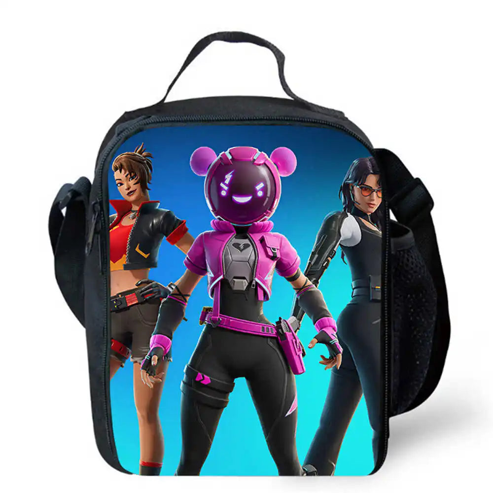 Sacos de Almoço para Crianças, Sacos de Piquenique Escolar Cartoon Fort-nite para Meninas e Meninos, Sacos de Almoço Térmicos para Crianças, Portáteis e Leves