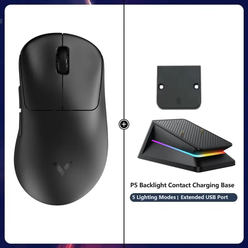 Rato Gaming Sem Fios Rapoo VT3S /VT3S MAX GEN-2, Taxa de Polling Sem Fios Real de 8K, Ultra Leve 49g, Autonomia até 750Hr