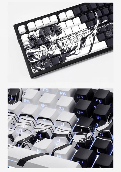 Anime Platycodon Cherry Key Cap Set PBT 130 Key Side Engraved Light Transmission for 60/84/98/108 Mechanical Keyboard ISO