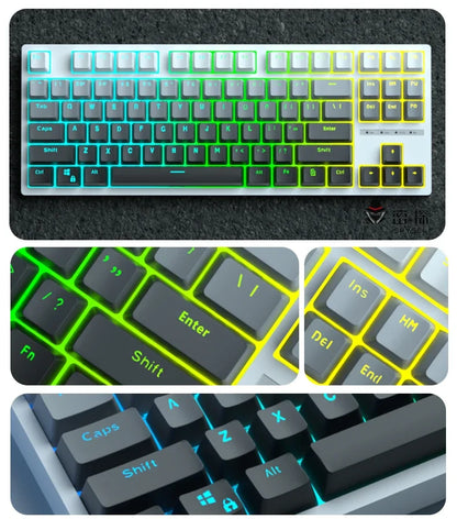 Daylight Cherry Keycaps PBT Translucent Gradient Keycaps for MX Mechanical Keyboards, Side Engraved Cherry Profile PBT Keycap Set