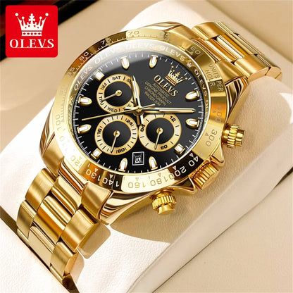 Montre pour homme OLEVS 6638 – Modèle classique de marque, montre-bracelet mécanique automatique de luxe, chronographe, étanche.