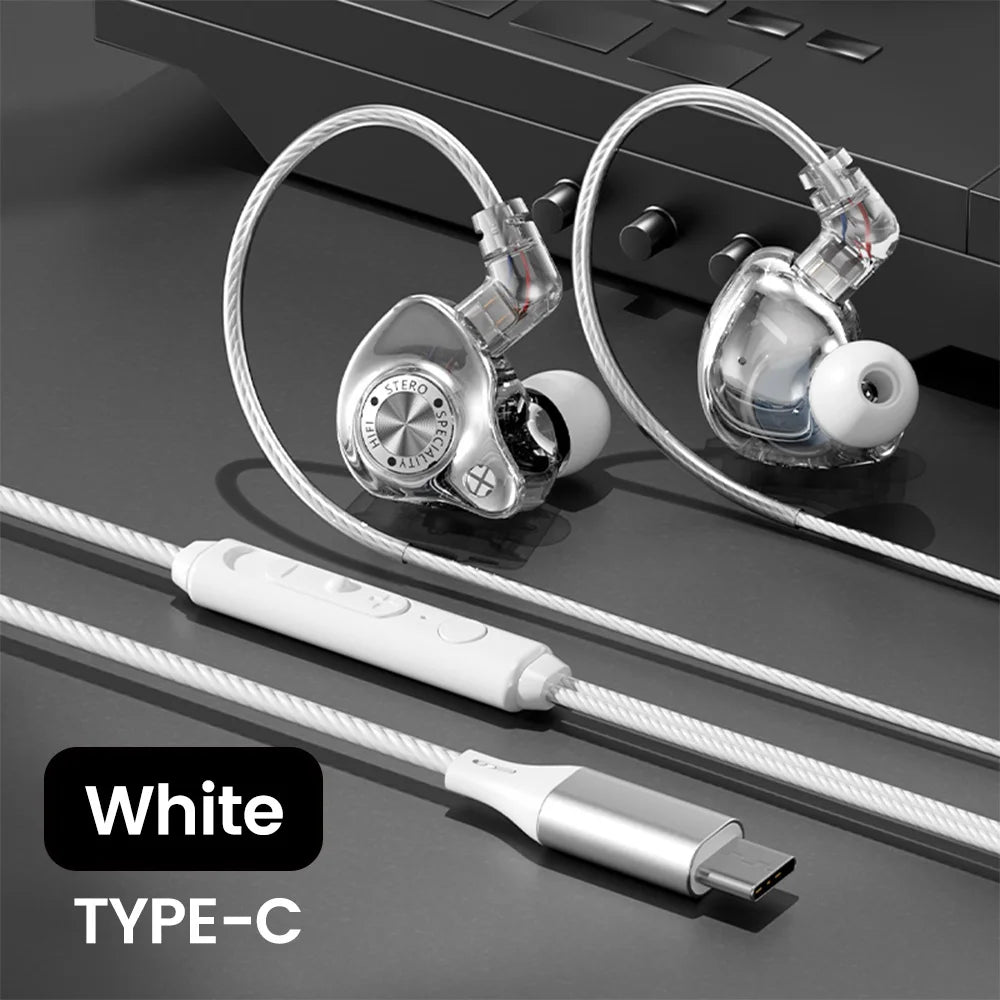 Original 15D Super Bass In-Ear Headphones with Mic – Type-C & 3.5mm AUX Wired Gaming Earphones, Noise Cancelling HiFi Deep Bass Headset for iPhone & Android