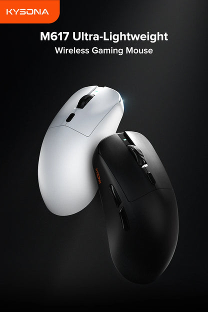 KYSONA M617 Wireless Gaming Mouse Tri-Mode Bluetooth 2.4G & Wired, PAW3395 Sensor, 26K DPI, 8000Hz Polling Rate, 59g Lightweight Rechargeable Gaming Mouse