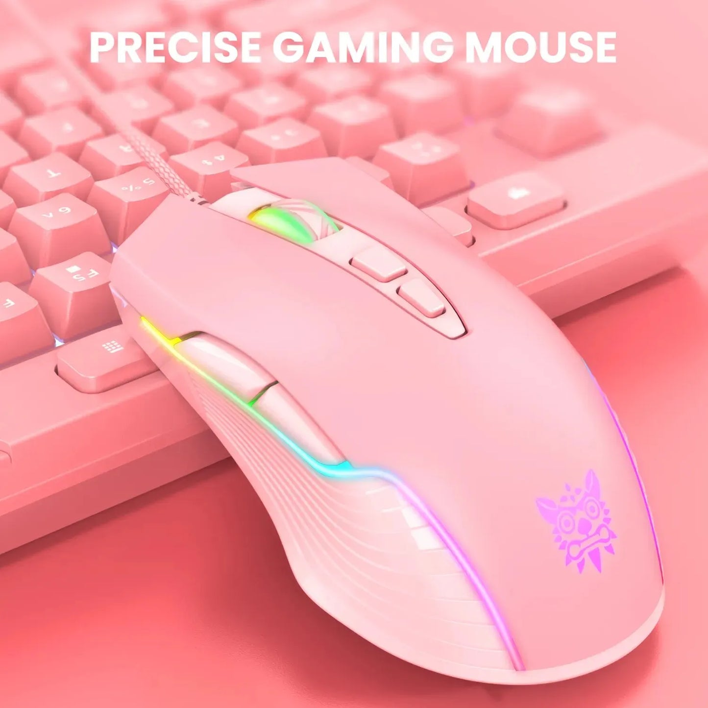 ONIKUMA RGB Gaming Headset Bundle with Gaming Mouse, Keyboard & Headset Stand – Professional Wired Gaming Headphones with Microphone, Detachable Cat Ears, Esports Gaming Accessories Kit