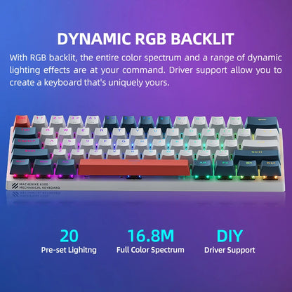 MACHENIKE K500-B61 Mini Mechanical Keyboard 60% Wired Gaming Keyboard, 61-Key Hot-Swappable RGB Backlit Mechanical Keyboard with PBT Keycaps