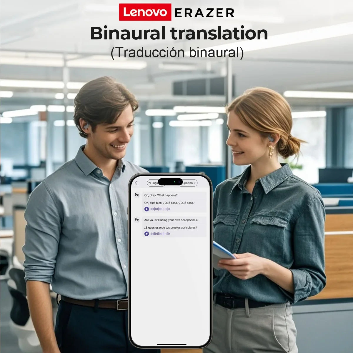 AI Earphone Translator Erazer XP6 Bluetooth 5.4 Wireless Earbuds – Real-Time 144 Languages Translation, Sleep ASMR Earphones, Deep Bass AI Headphones for Travel & Office