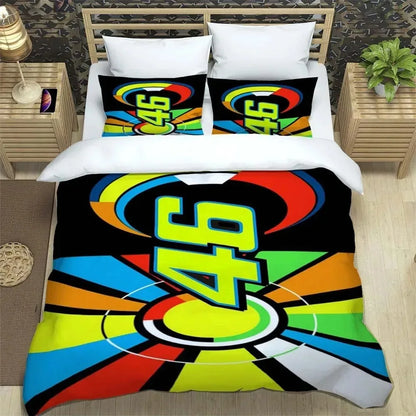 Motorcycle Fleet VR-46 Pattern Quilt Cover With Pillowcases Microfiber 3D Digital Printed Bedding Set Twin Full Queen King