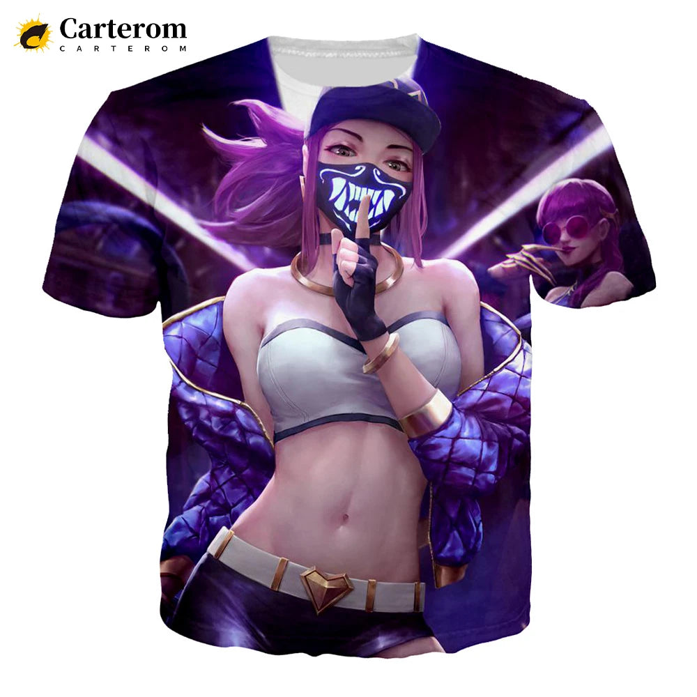 Sexy Akali 3D Print T-shirt League Of Legends T Shirt Men Women Fashion Casual Harajuku Style Tshirt Streetwear Cool Tops