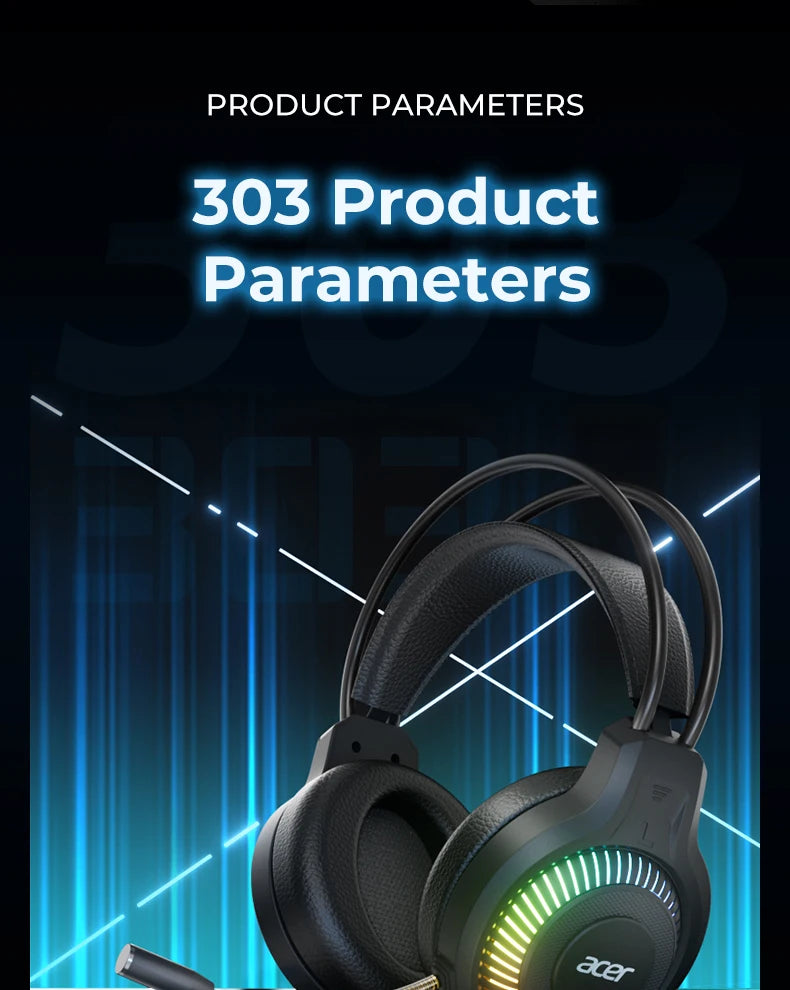 Auriculares gaming RGB con cable y micrófono – Sonido envolvente de baja latencia, iluminación RGB cool, aislamiento de ruido y ajuste cómodo