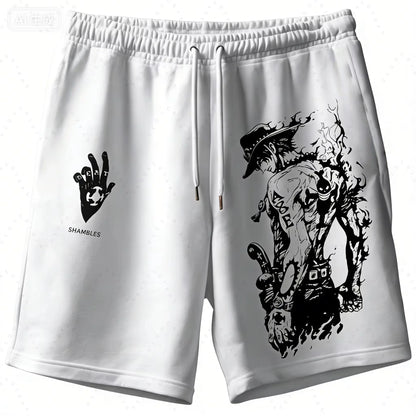 ONE PIECE Animation Luffy Sauron Peripheral Printed Shorts American Summer Men's Daily Loose Sports Breathable Shorts