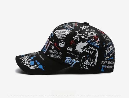 New Fashion Women Men Graffiti Cotton Baseball Cap Unisex Printed Snapback Hat Hip Hop Trendy Outside Cap Hat for Men Women