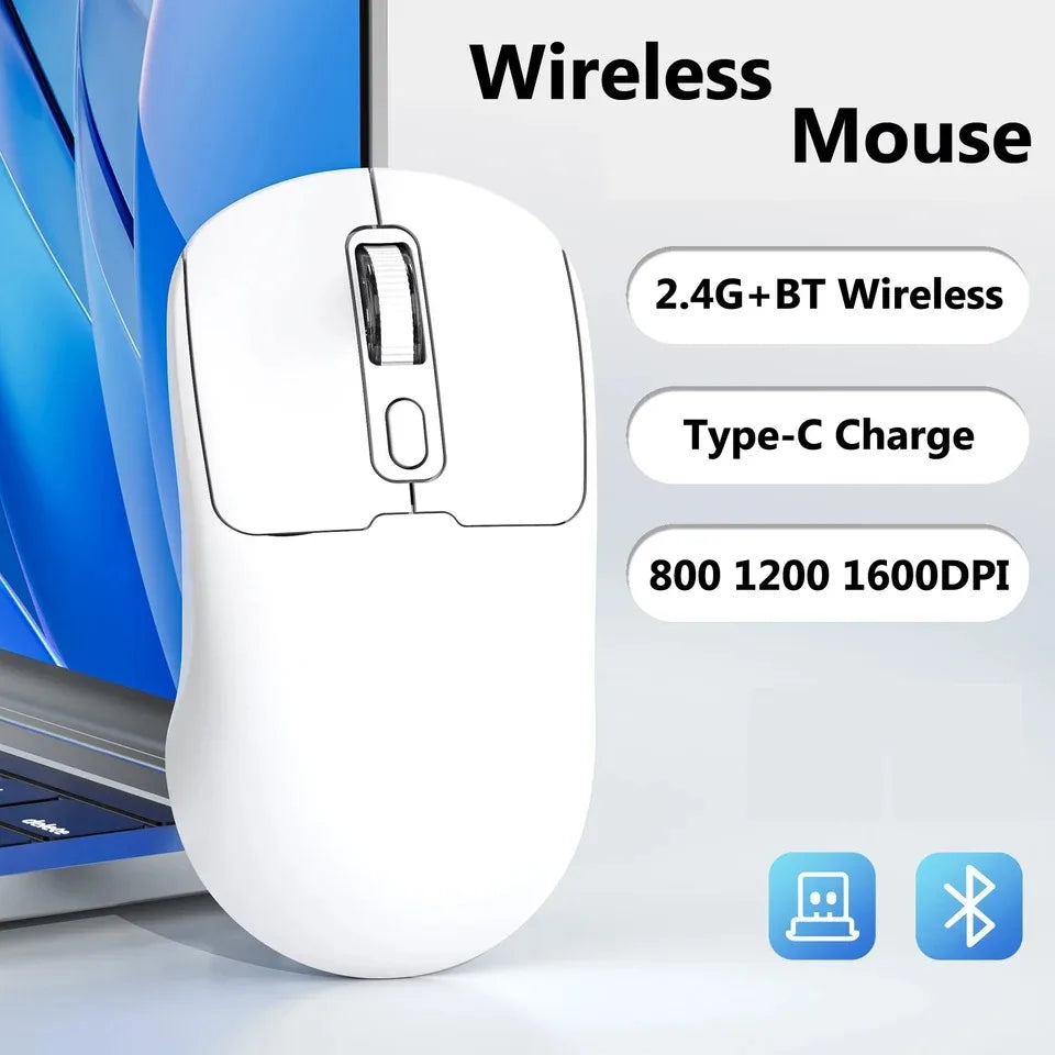 Ποντίκι Bluetooth 5.4 2.4G, ασύρματο ποντίκι διπλής λειτουργίας, αθόρυβο ποντίκι, επαναφορτιζόμενο gaming ποντίκι για PC, υπολογιστή, laptop και Macbook