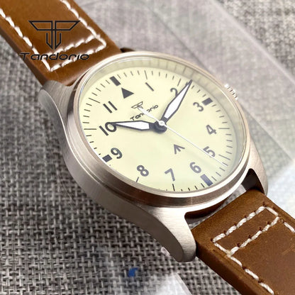 Tandorio Full Luminous Dial 39mm Men's Mechanical Pilot Watch Automatic Miyota 8215 PT5000 Steel Wristwatch AR Sapphire Crystal