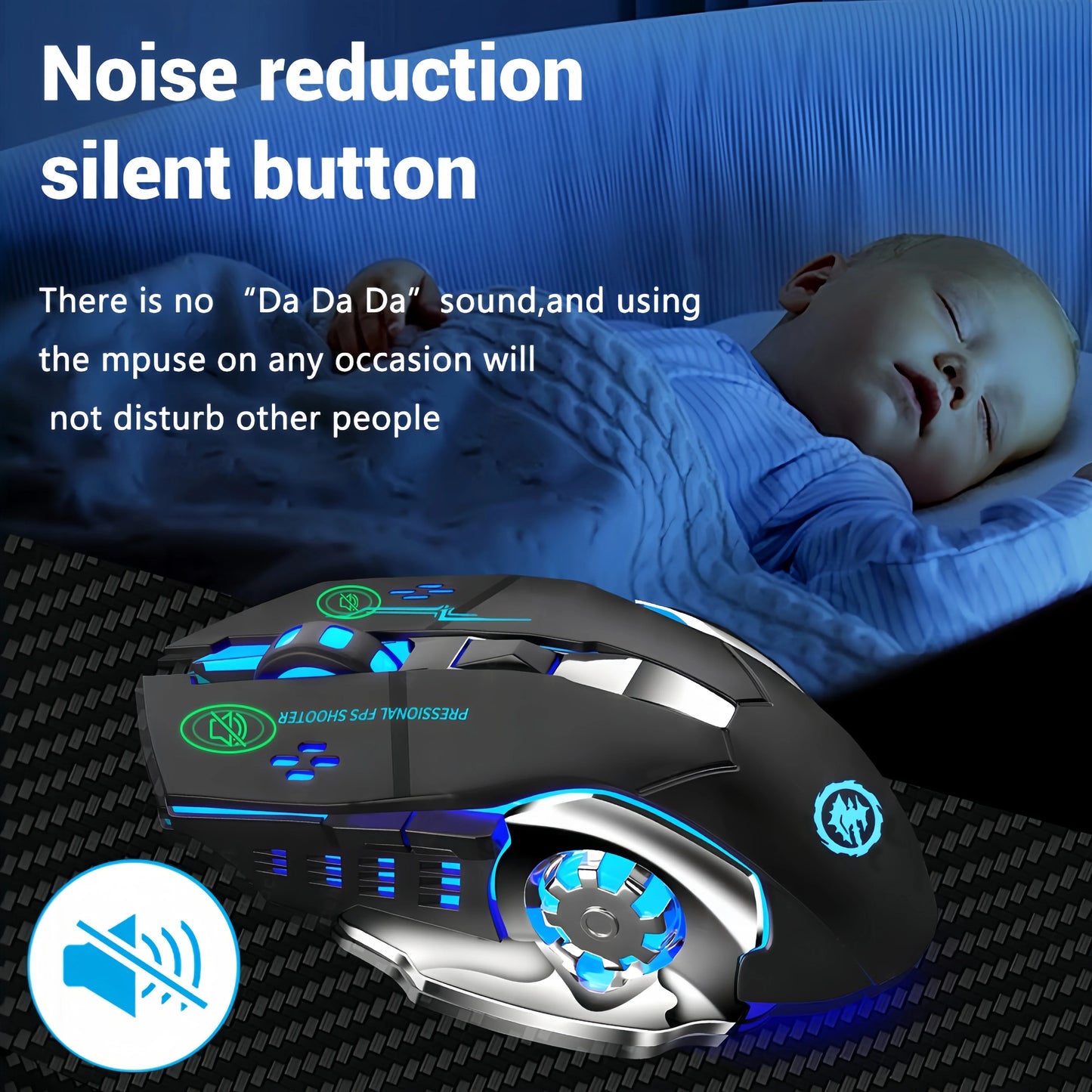Bluetooth 5.2 Wireless RGB Gaming Mouse, Rechargeable Silent Mouse, 2.4G & Bluetooth Dual Mode, 3600 DPI Ergonomic Mouse for Laptop, MacBook & Tablet