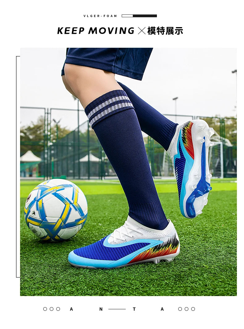 New Men's Football Boots Cleats Shoes Soccer Long Spikes FG Ultralight Training Soccer Shoes Non-Slip Outdoor Match Drop Shipping