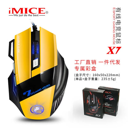 IMICE X7 Optical Gaming Mouse, Wired RGB Gaming Mouse with Adjustable DPI, Ergonomic Anti-Slip USB Gaming Mouse for PC, Laptop & Desktop