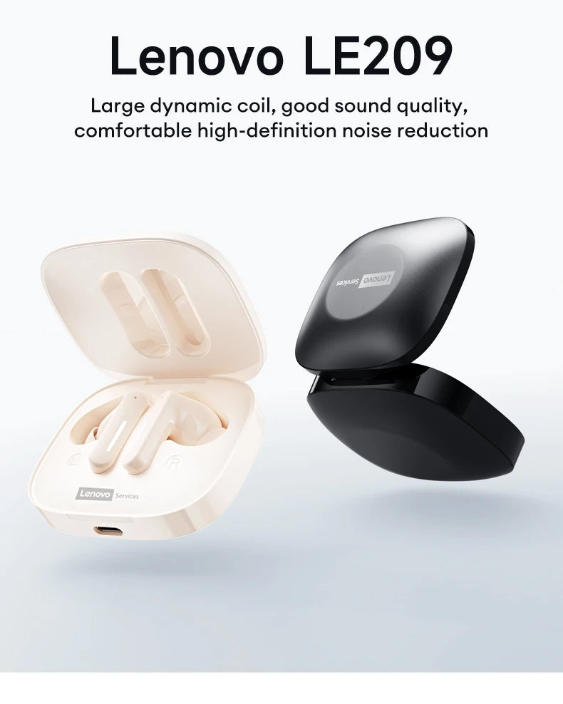 Lenovo LE209 Gaming Headset Wireless Bluetooth 6.0 Earbuds with ANC Noise Reduction, 35H Battery Life Sports Earphones, Waterproof Low Latency Gaming Headphones