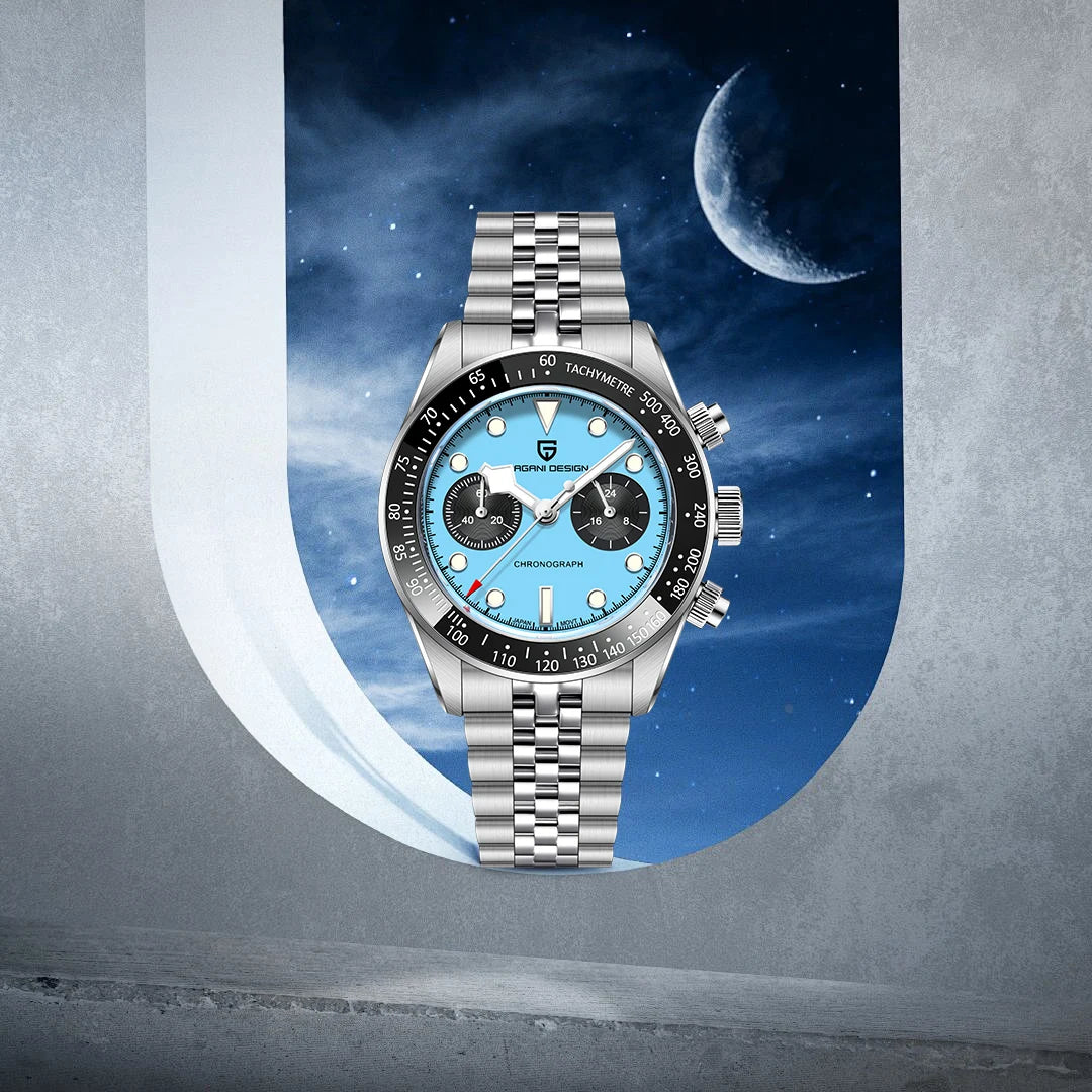 PAGANI DESIGN Trend Luxury Men Quartz Watch Elegant Business Stainless Steel Sapphire Tachometer Luminous 100m Dive Chronograph