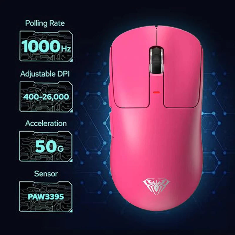 AULA SC680 Wireless Gaming Mouse, Tri-Mode Bluetooth 5.0/2.4G/Wired Gaming Mouse with PAW3395 Sensor, 26000 DPI Super Lightweight Gaming Mouse for PC, Mac & Laptop