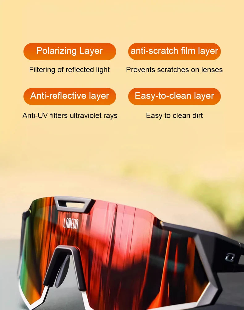LAMEDA Polarized Cycling Glasses Road UV400 Mountain Bike Sunglasses Bicycle Goggles Sports Eyewear Outdoor Sunglasses Men Women