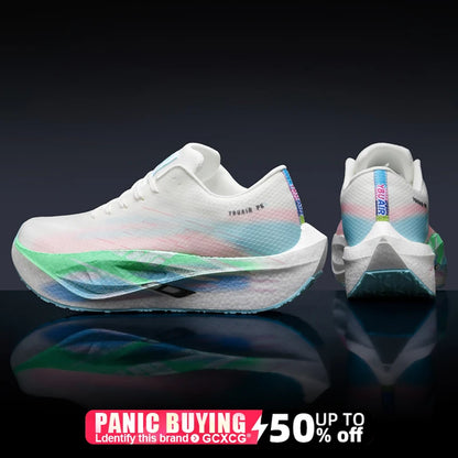 Chaussures de course pour homme, sportives, semelle en carbone, spécialisées, respirantes, légères, pour femme, confortables, athlétiques, antidérapantes, pour marathon