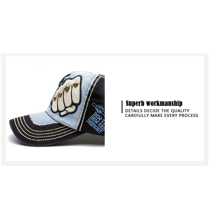 Gorra de béisbol de moda, deportiva, para actividades al aire libre, informal, gorra para el sol, gorras de hip hop, talla única, ajustable, unisex, con remache y parche de puño