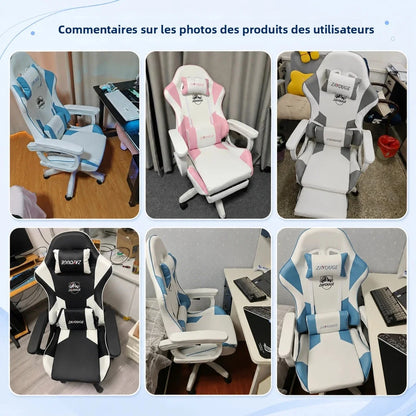 AOLIVIYA Gaming Reclining Chair Ergonomic Office Chair with Footrest, Adjustable Swivel Computer Chair, Racing Style E-Sports Gaming Seat