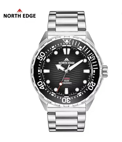 New NORTH EDGE 2026 New TRITON Solar Powered Dive Watch Men Luxury Quartz Watches for Men 316L Stainless Steel Case Waterproof 3
